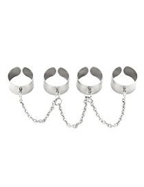 Fashion White Alloy Chain One-piece Combination Ring Set