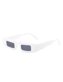 Fashion White Frame Gray Piece Square Frame Sunglasses
