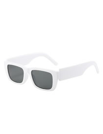 Fashion White Frame All Gray Film Square-frame Wide-leg Sunglasses