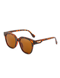 Fashion Leopard Frame Tea Slices Full Frame Square Sunglasses