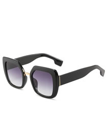 Fashion Black Frame Double Gray Sheet Geometric Square Sunglasses