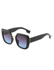 Fashion Black Frame Gray Blue Film Geometric Square Sunglasses
