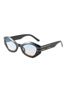 Fashion Black Frame Blue And Yellow Film Cat Eye Small Frame Sunglasses