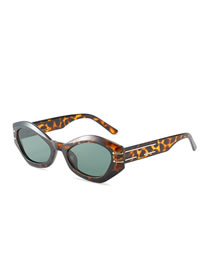 Fashion Leopard Frame Dark Green Film Cat Eye Small Frame Sunglasses
