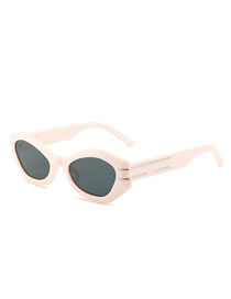 Fashion Off-white Frame Gray Piece Cat Eye Small Frame Sunglasses