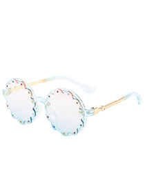Fashion Pink Blue Frame Round Frame Diamond Lace Sunglasses