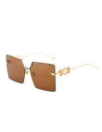 Fashion Gold Coloren Frame Whole Tea Slices Large Square Frame Sunglasses