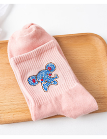 Fashion Pink Salted Egg Superman Embroidered Cotton Cartoon Socks