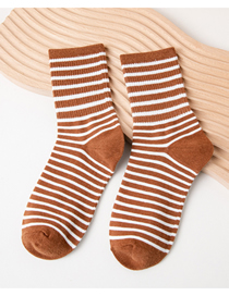 Fashion Coffee Cotton Striped Tube Socks
