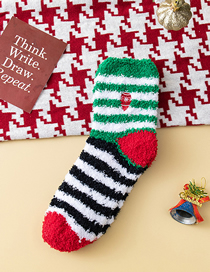 Fashion Striped Hat Christmas Velvet Embroidered Floor Socks
