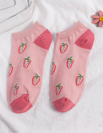 Fashion Strawberry Foundation Cotton Geometric Print Shallow Mouth Socks