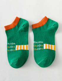 Fashion Green Cotton Color-block Letter Pump Socks