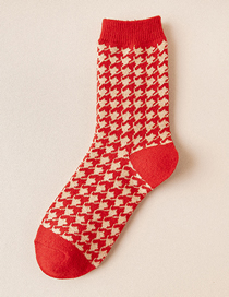 Fashion Houndstooth Geometric Print Wool Socks