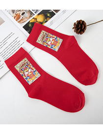 Fashion Hold A Fist Pure Cotton Hot Stamping Tube Socks