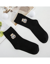 Fashion Black Bear Bear Hot Stamping Cotton Tube Socks