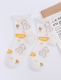 Fashion Little Flower Bear Cotton Geometric Print Socks