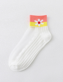 Fashion White Sunflower Embroidery Stockings Stitching In Tube Socks