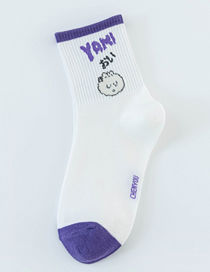 Fashion Purple Cotton Geometric Print Socks