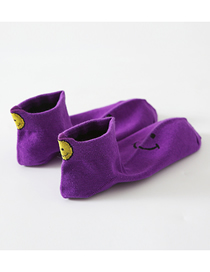 Fashion Purple Cotton Geometric Embroidered Tube Socks