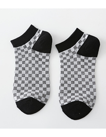 Fashion Small Grid Checkerboard Low Boat Socks