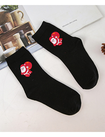 Fashion Old Man In Red Circle On Black Christmas Embroidered Tube Socks