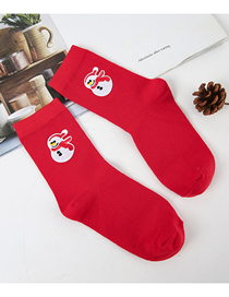 Fashion Snowman With Red Scarf Christmas Embroidered Tube Socks