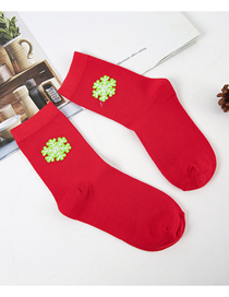 Fashion Snowflake On Red Background Christmas Embroidered Tube Socks