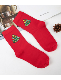 Fashion Christmas Tree With Red Bottom Christmas Embroidered Tube Socks