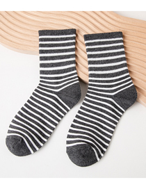 Fashion Grey Cotton Striped Print Socks
