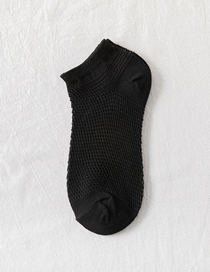 Fashion Black Pure Cotton Geometric Mesh Boat Socks