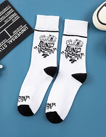 Fashion 1 Bar Socks Cotton Geometric Print Socks