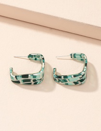 Fashion Green Square Acrylic Geometric Checkerboard Earrings