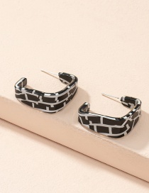 Fashion Black Square Acrylic Geometric Checkerboard Earrings