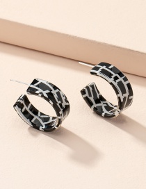 Fashion Black Round Acrylic Geometric Checkerboard Earrings