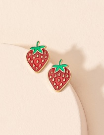 Fashion Strawberry Alloy Dripping Strawberry Stud Earrings
