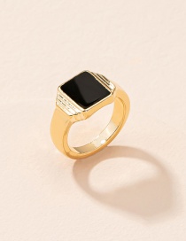 Fashion Black Alloy Dripping Geometric Square Ring