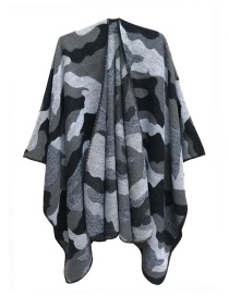 Fashion Sh27-01#black Jacquard Shawl With Camouflage Slit