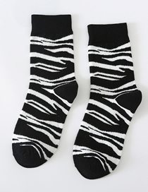Fashion Zebra Pattern Embroidered Cotton Socks With Color-block Letters