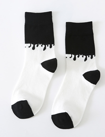Fashion Cream Cotton Striped Check Cow Pattern Socks