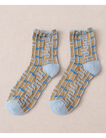 Fashion Blue Cotton Labyrinth Socks