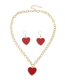 Fashion Gold Color Alloy Dripping Heart Necklace And Earrings Set