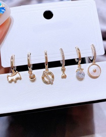 Fashion Gold Color Bronze Diamond Shell Puppy Round Earring Set