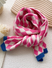 Fashion Rose Red Diamond Knitted Wool Scarf