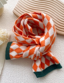Fashion Orange Diamond Knitted Wool Scarf