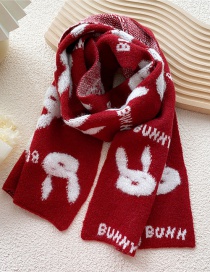 Fashion Red Rabbit Print Wool Knitted Scarf