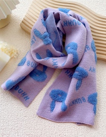 Fashion Purple Rabbit Print Wool Knitted Scarf