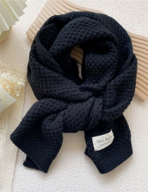 Fashion Black Pure Color Wool Knitted Patch Scarf