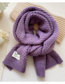 Fashion Purple Pure Color Wool Knitted Patch Scarf