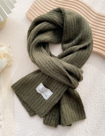 Fashion Dark Green Striped Knitted Patch Scarf
