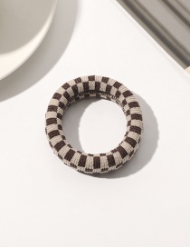 Fashion Checkered Deep Coffee Fabric Stretch Seamless Hair Loop